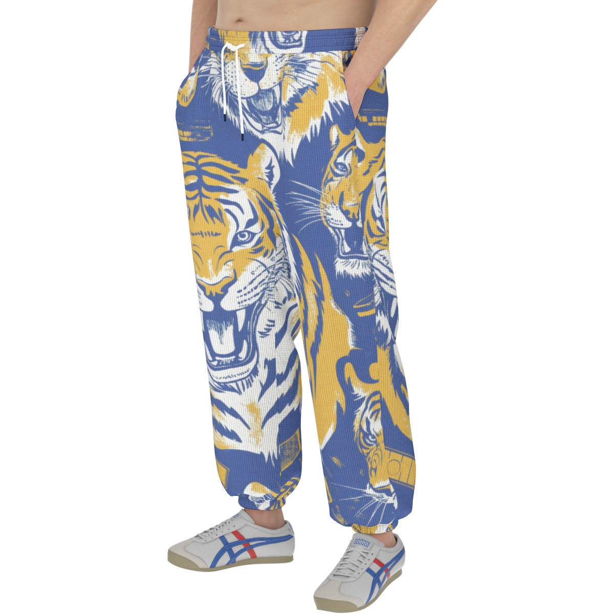 men’s thermal waffle tapered sweatpants - northport blue/gold image 1