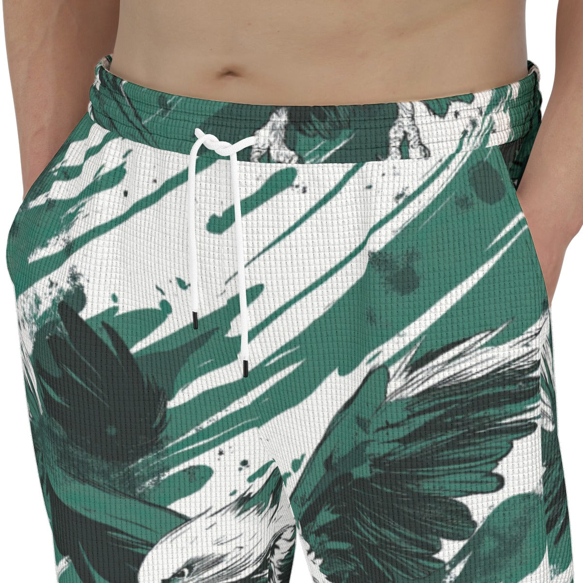 men’s thermal waffle tapered sweatpants - philadelphia midnight/green/white image 2