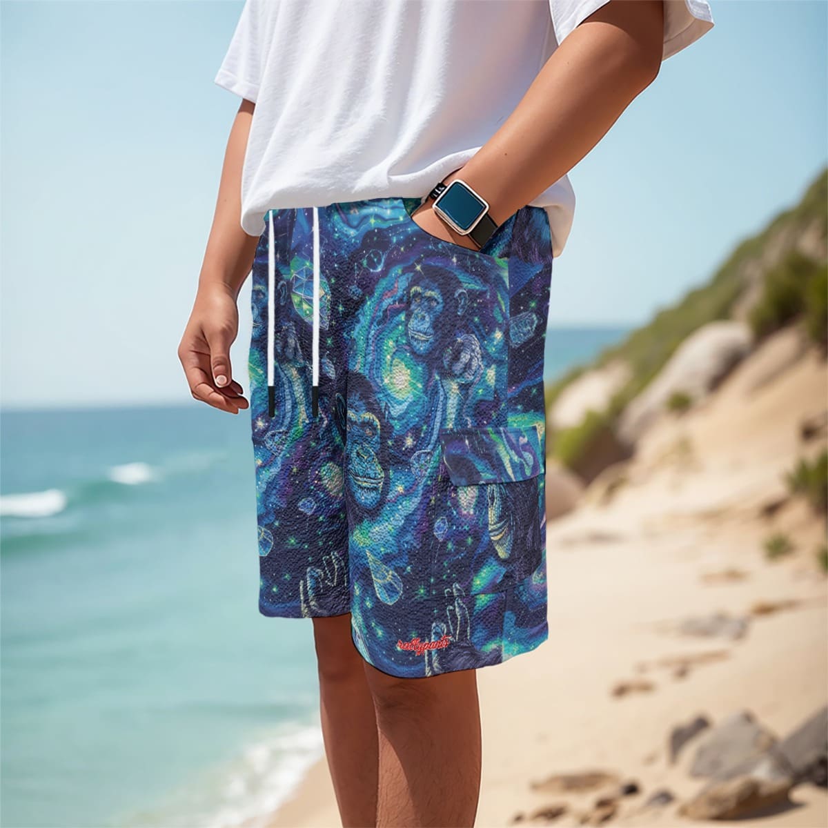 men's featherlite textured cargo shorts - apes blue diamond/moon white image 1