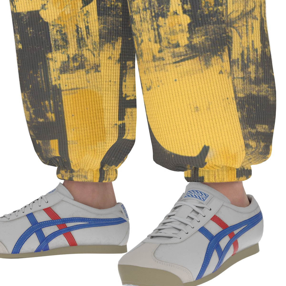 men’s thermal waffle tapered sweatpants - killer bees shaolin/black/yellow image 3