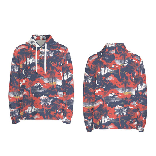 men’s thermal waffle half button pullover hoodie - anaheim red/white/blue image 0