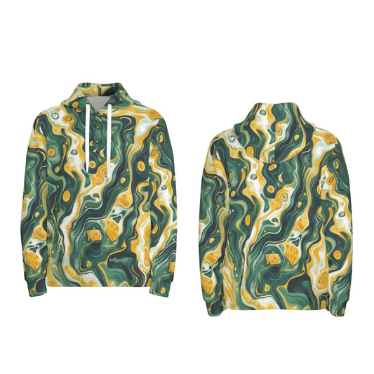 men’s thermal waffle half button pullover hoodie - green bay green/gold/white image 0