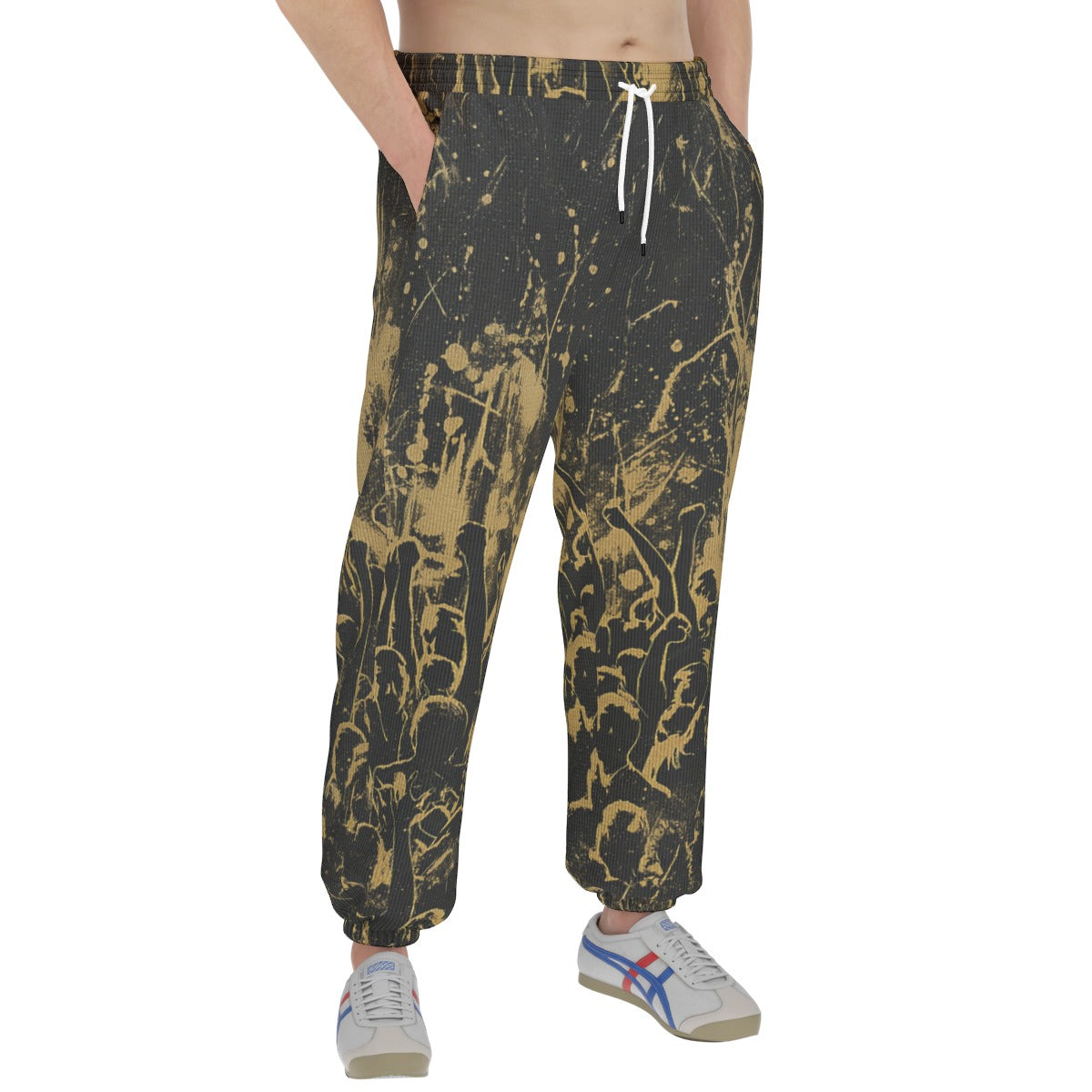 men’s thermal waffle tapered sweatpants - los angeles black/gold club - White, M image