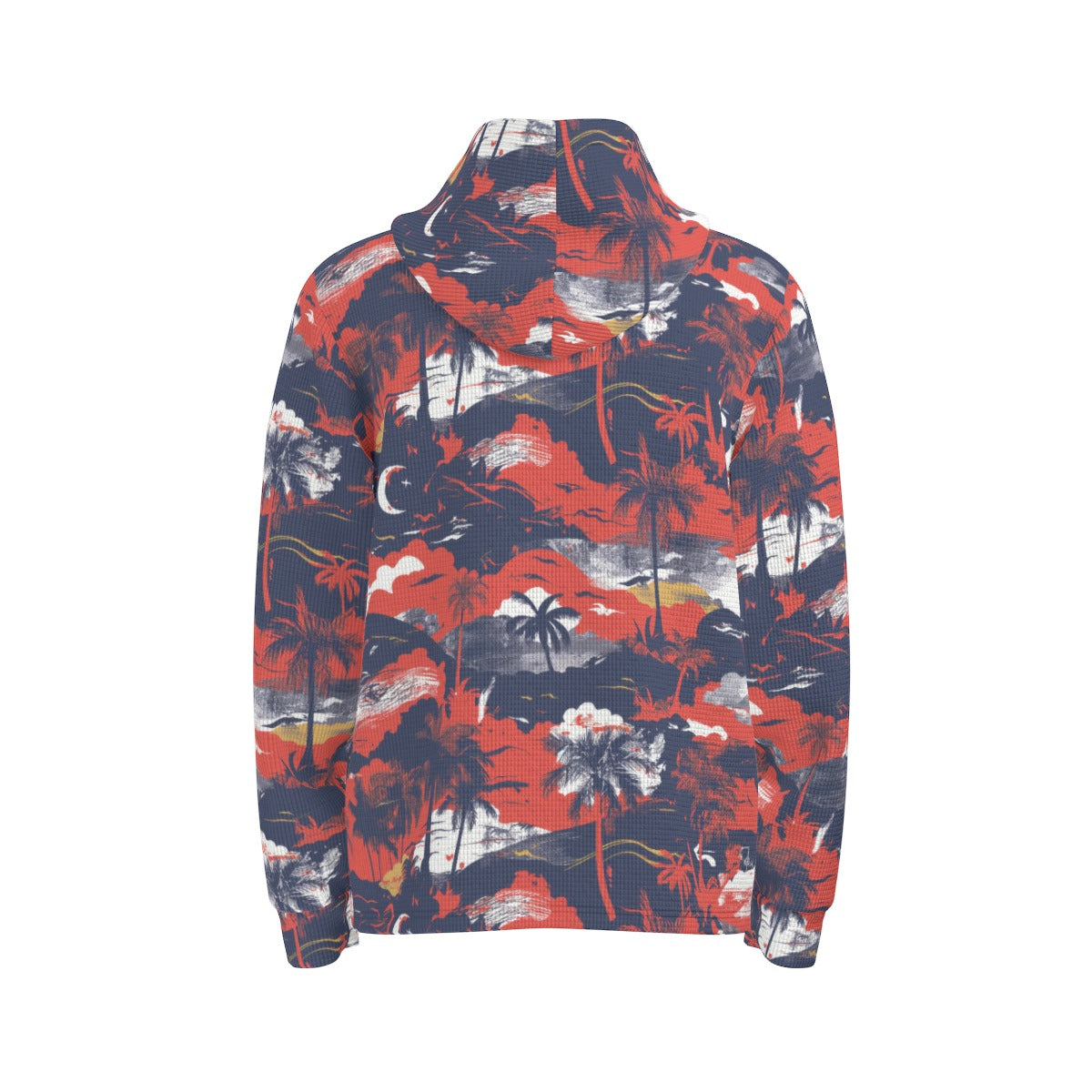 men’s thermal waffle half button pullover hoodie - anaheim red/white/blue image 3