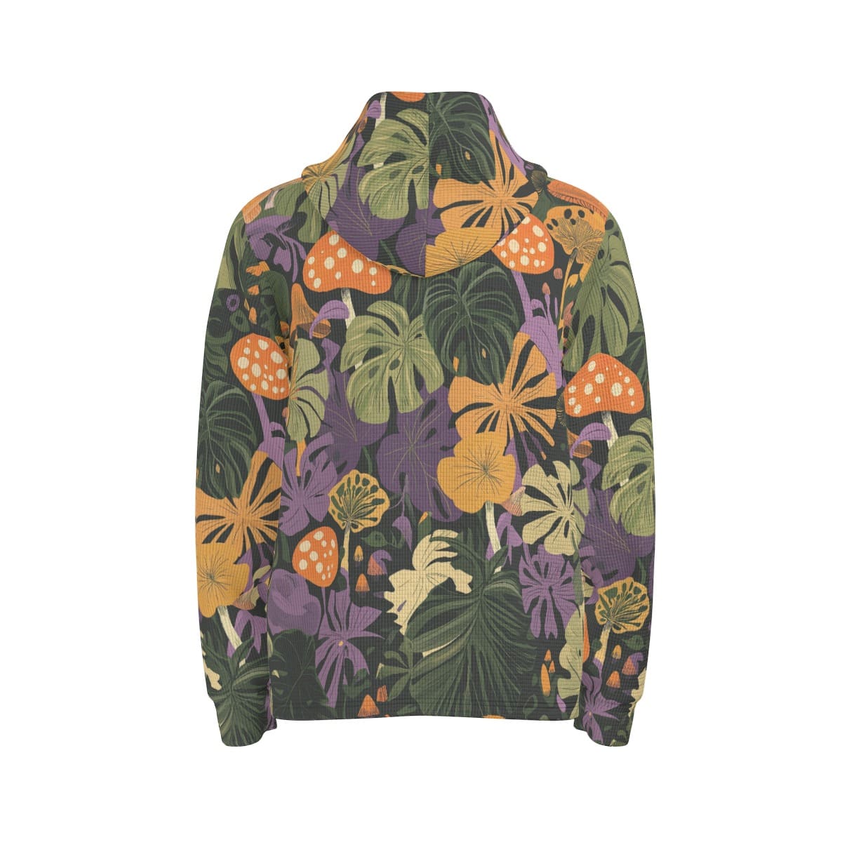 men’s thermal waffle half button pullover hoodie - themplantvibes groovy green/orange/purple rallyprint image 4