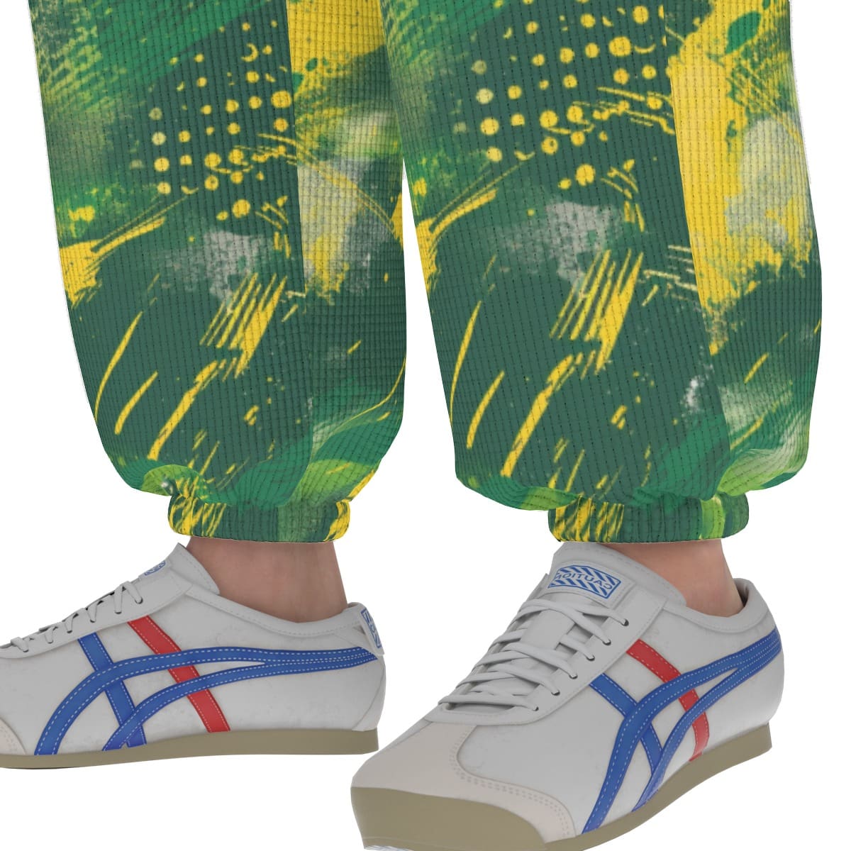 men’s thermal waffle tapered sweatpants - oak-sac-vegas green/yellow image 5