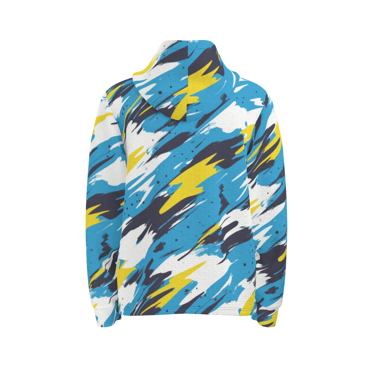 men’s thermal waffle half button pullover hoodie - los angeles powder blue/yellow/white image 1