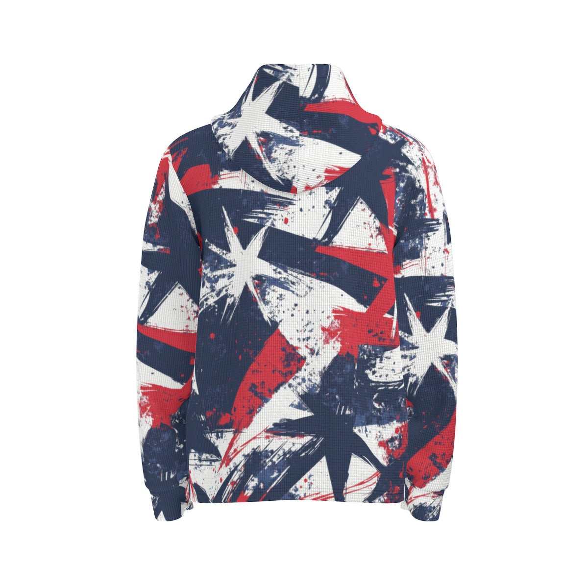 men’s thermal waffle half button pullover hoodie - new england navy/red/white/silver image 6