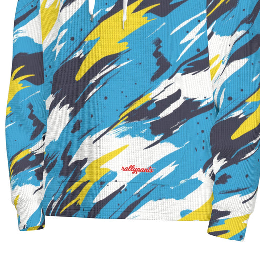 men’s thermal waffle half button pullover hoodie - los angeles powder blue/yellow/white image 0