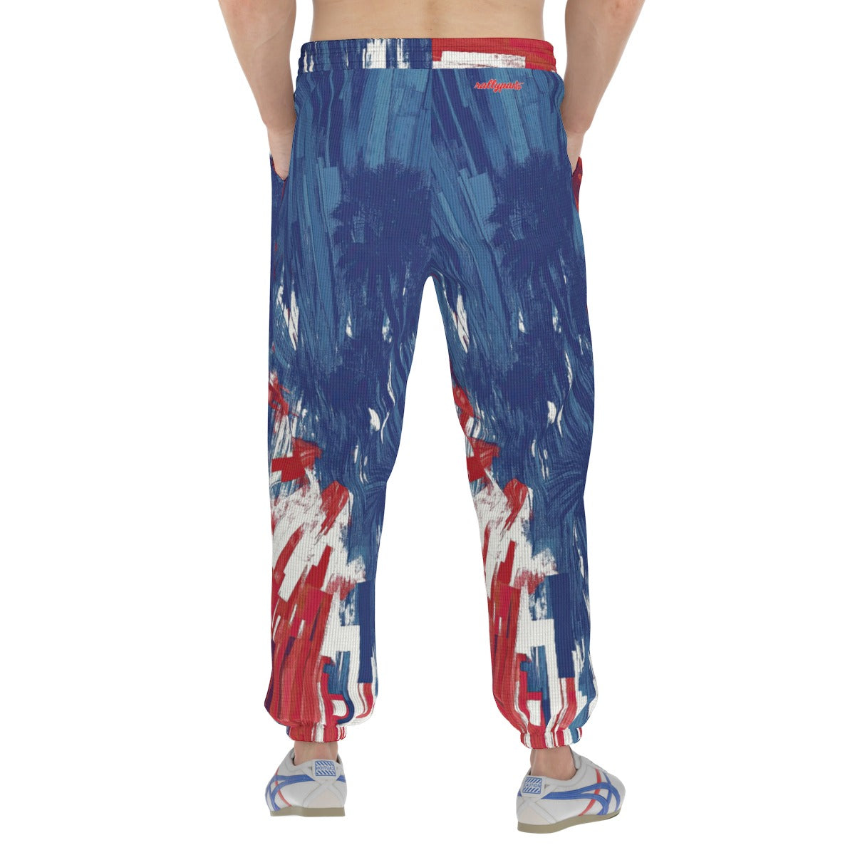 men’s thermal waffle tapered sweatpants  - los angeles red/blue/white image 2