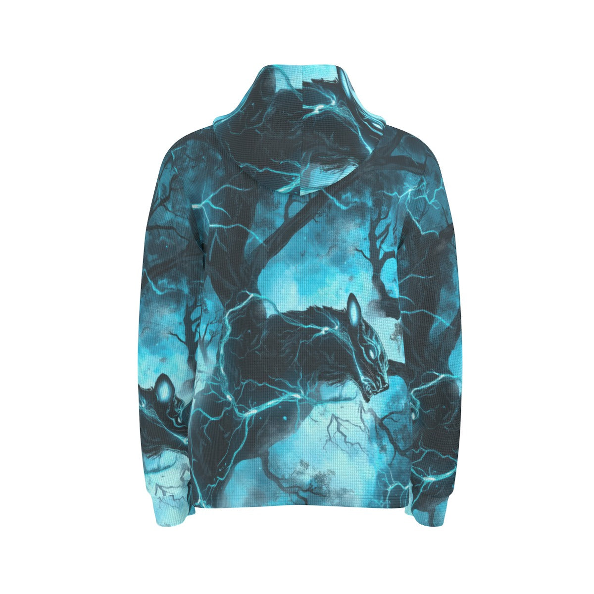 men’s thermal waffle half button pullover hoodie - carolina black/blue/silver image 4