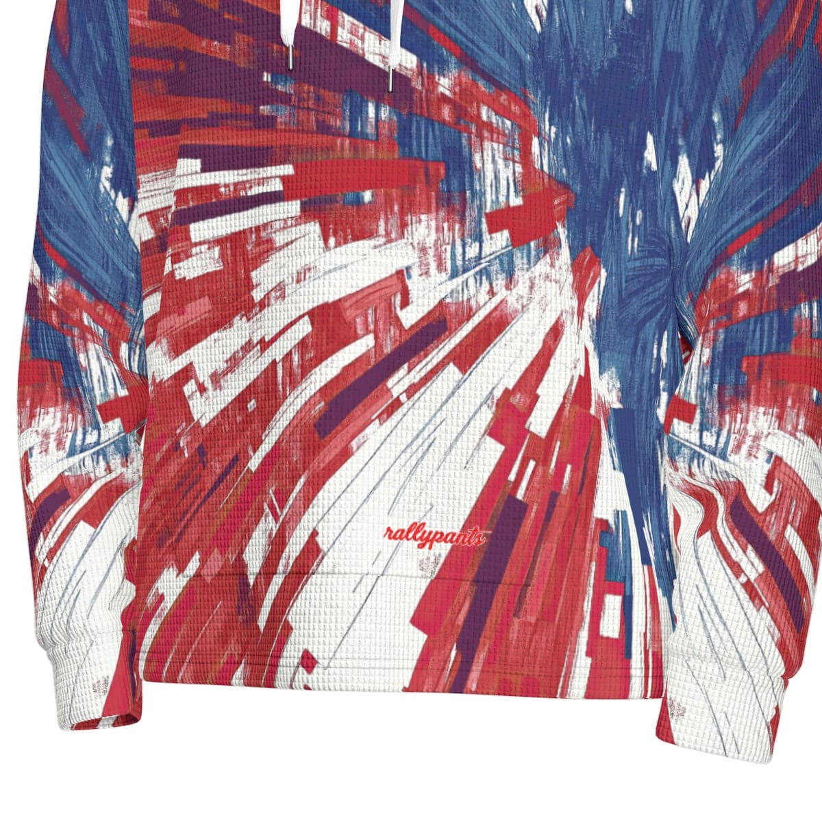 men’s thermal waffle half button pullover hoodie - los angeles red/blue/white image 6