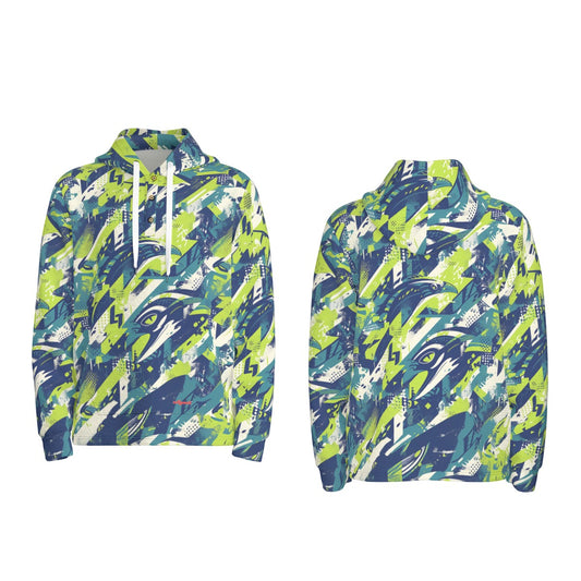 men’s thermal waffle half button pullover hoodie - seattle navy/green/gray image 0