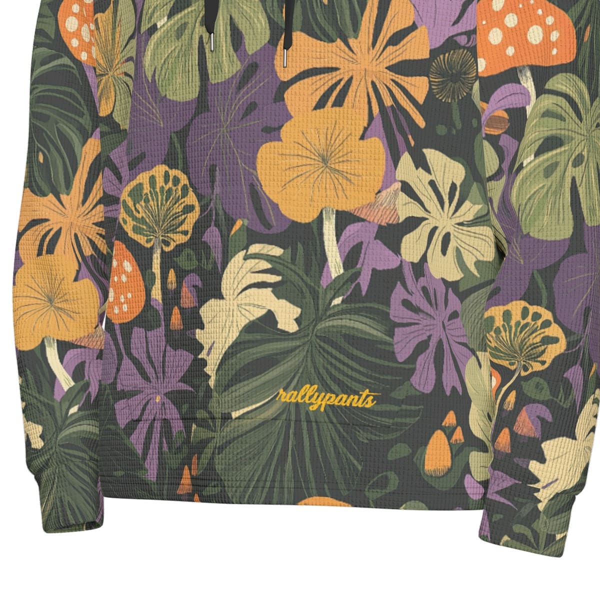 men’s thermal waffle half button pullover hoodie - themplantvibes groovy green/orange/purple rallyprint image 6