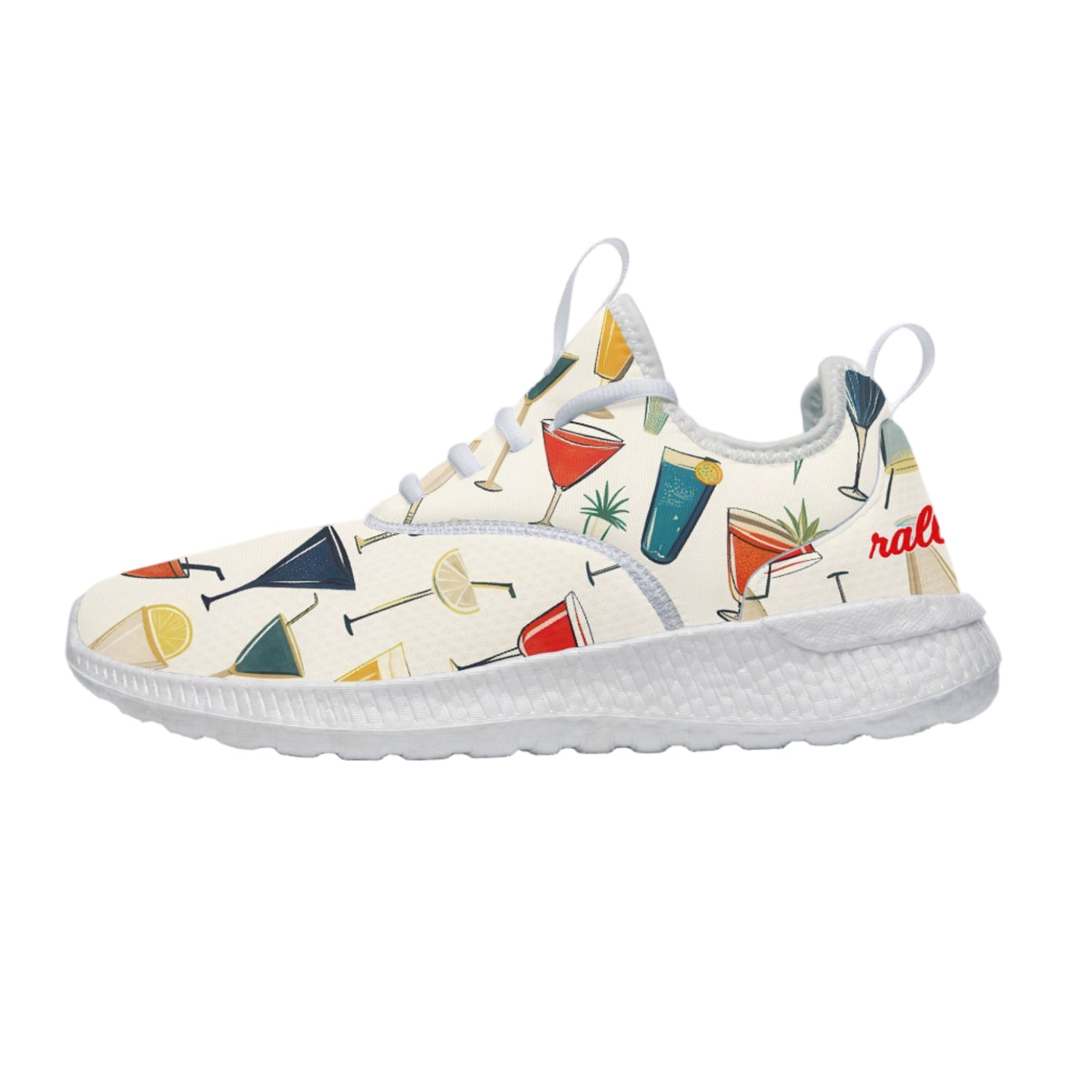 Funday Featherlite Trainers Sunset Spritz in coral, orange, and navy – lightweight textured sneakers with breathable jacquard fit