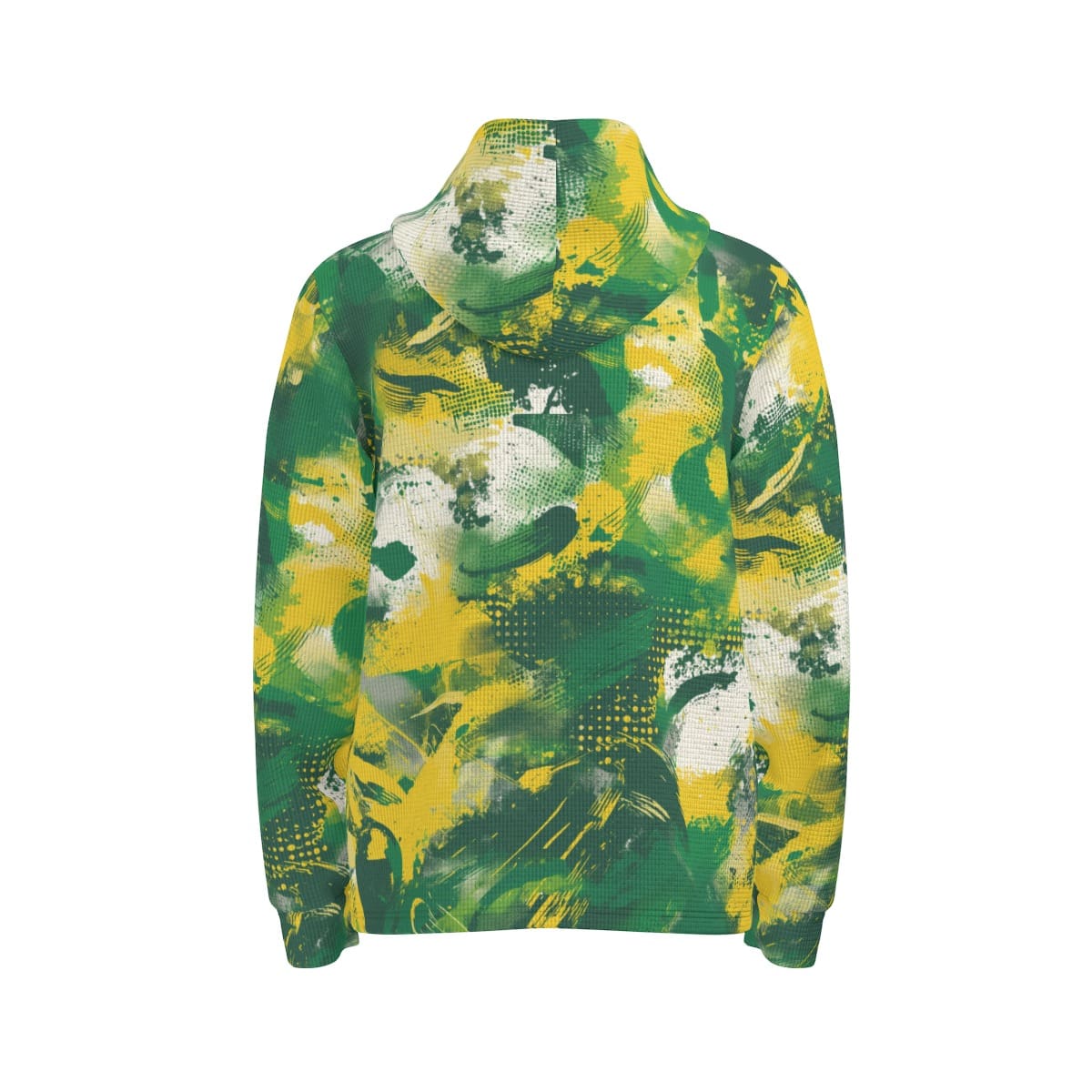 men’s thermal waffle half button pullover hoodie - oak-sac-vegas green/yellow image 4