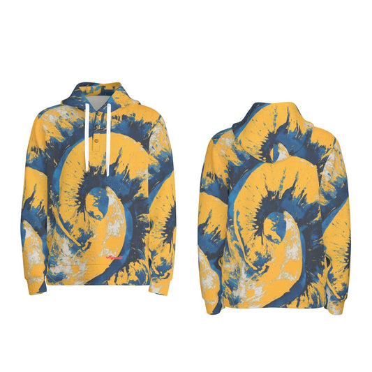 men’s thermal waffle half button pullover hoodie - los angeles blue/yellow/white image 0