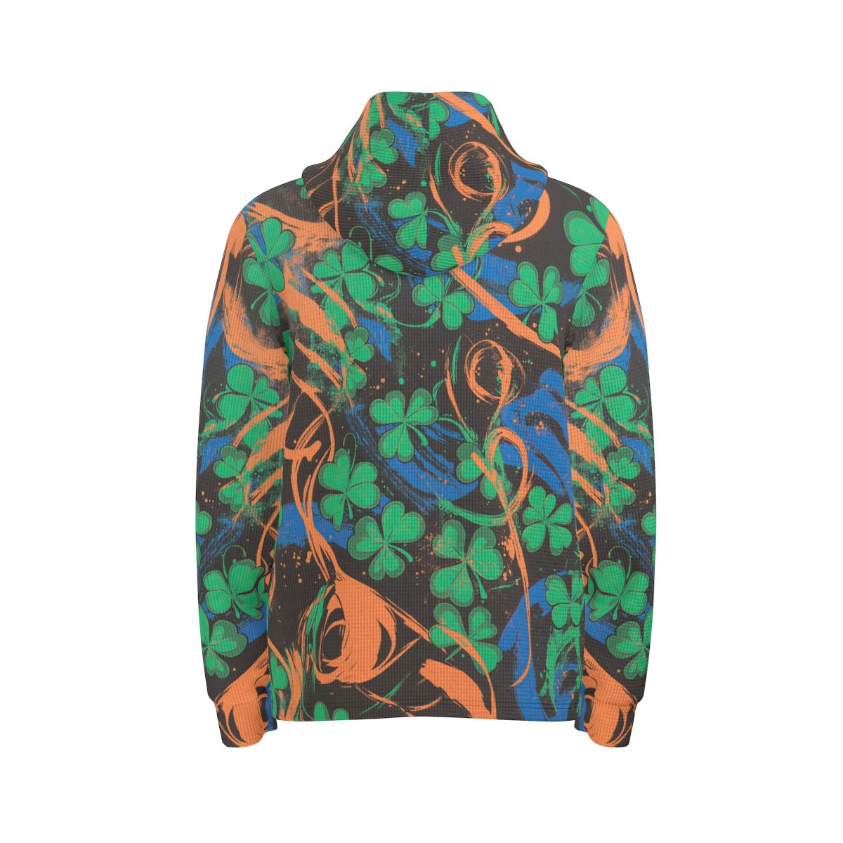 men’s thermal waffle half button pullover hoodie - port st lucky blue/orange/green/black image 2