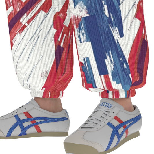 men’s thermal waffle tapered sweatpants  - los angeles red/blue/white image 0