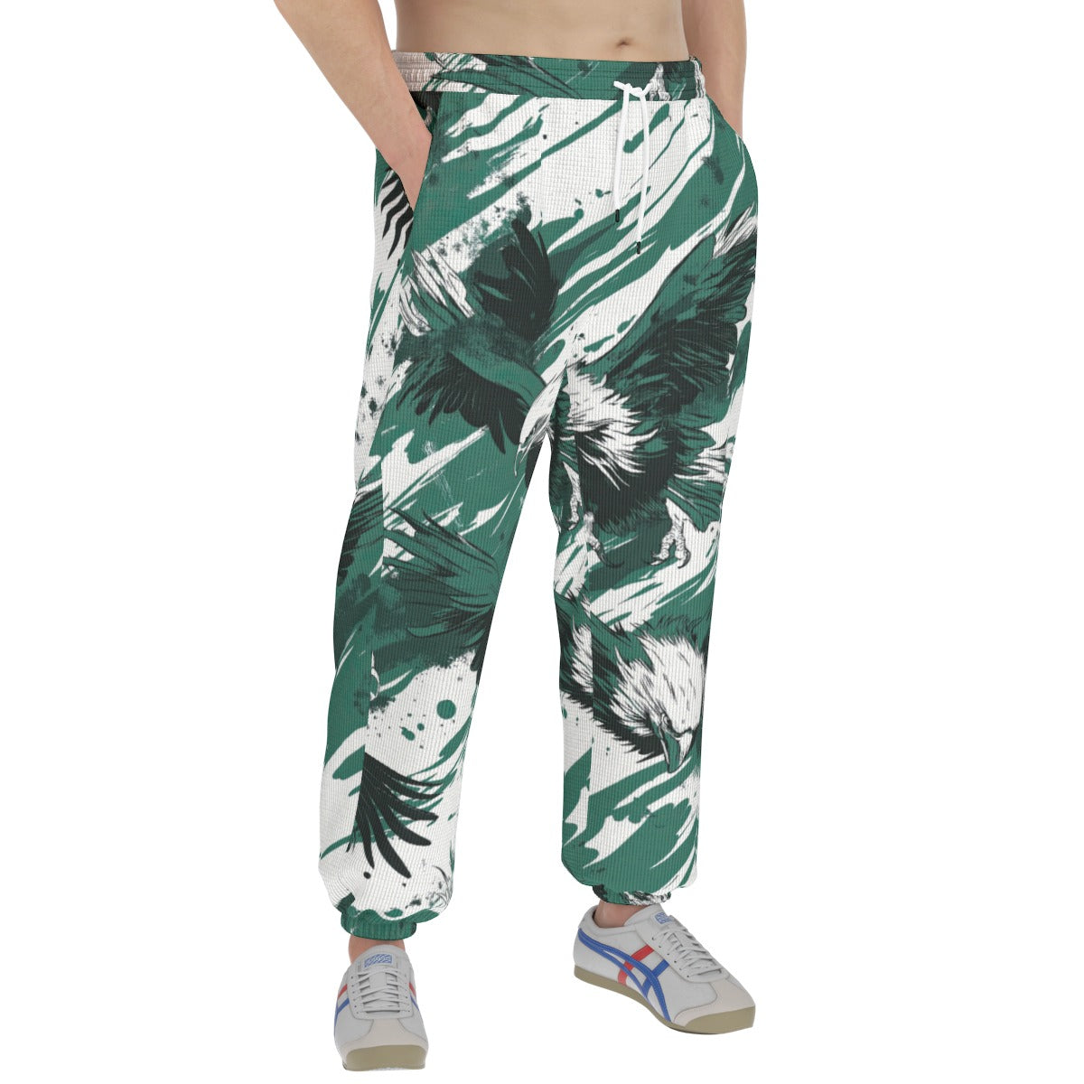 men’s thermal waffle tapered sweatpants - philadelphia midnight/green/white - White, XL image