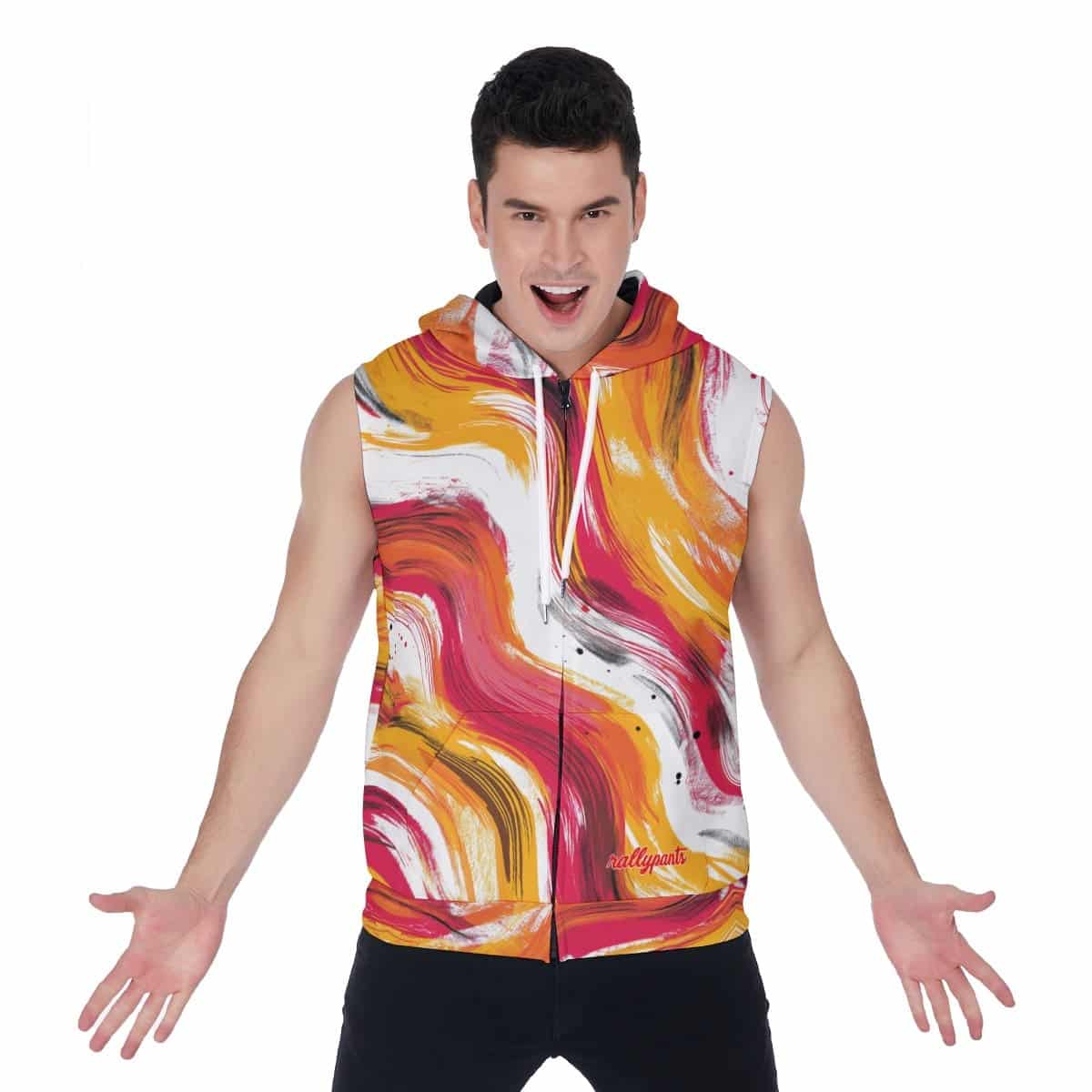 men’s zipper-up sleeveless hoodie – kansas city red/gold/white - White, 2XL image