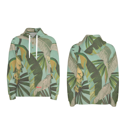 men’s thermal waffle half button pullover hoodie - side door banana leaf/seafoam/palm shadow image 0