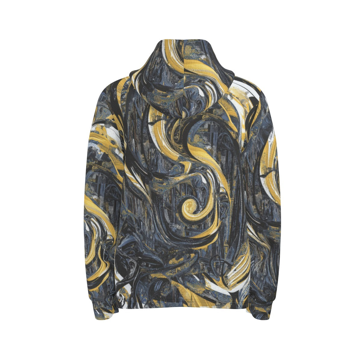 men’s thermal waffle half button pullover hoodie - new orleans black/gold image 4