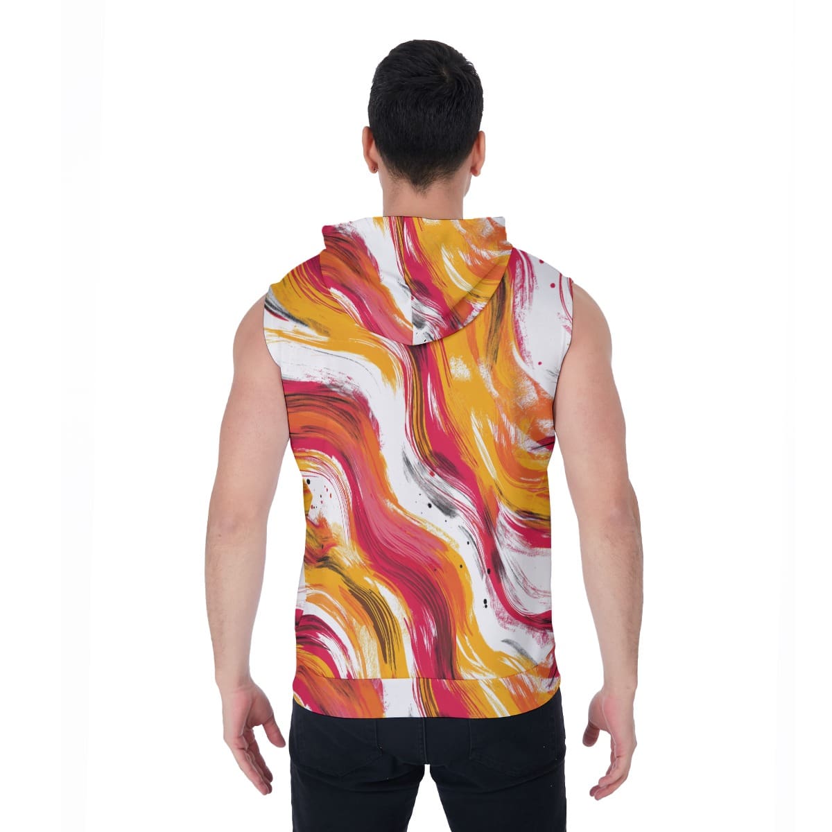 men’s zipper-up sleeveless hoodie – kansas city red/gold/white image 3