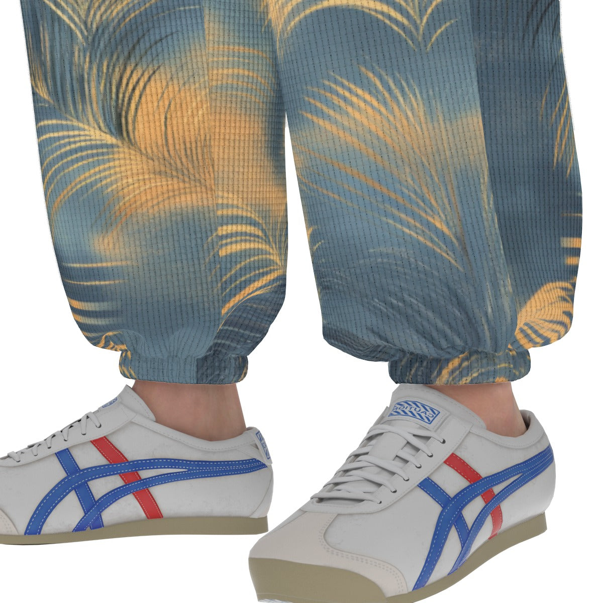 men’s thermal waffle tapered sweatpants - golden tide coastal teal/golden haze/indigo ink image 2