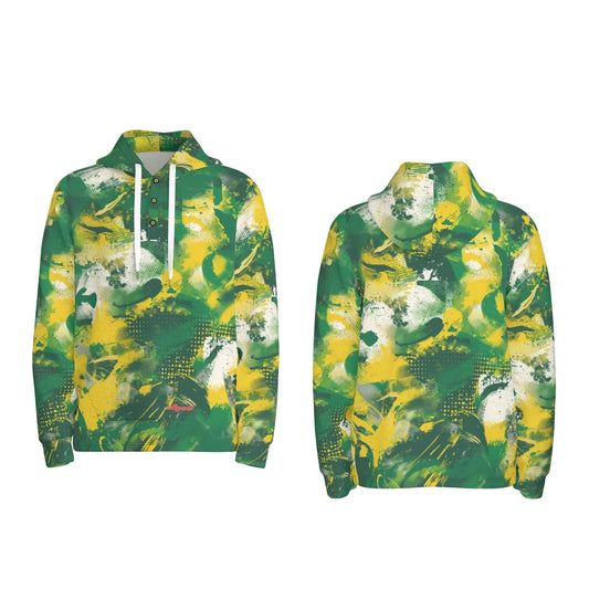men’s thermal waffle half button pullover hoodie - oak-sac-vegas green/yellow image 0
