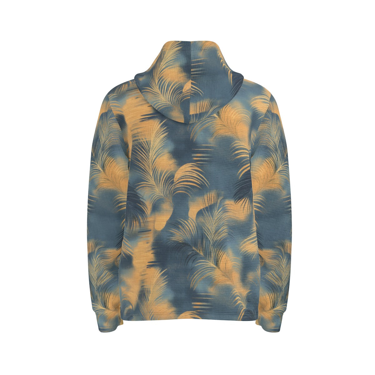 men’s thermal waffle half button pullover hoodie - golden tide coastal teal/golden haze/indigo ink image 4