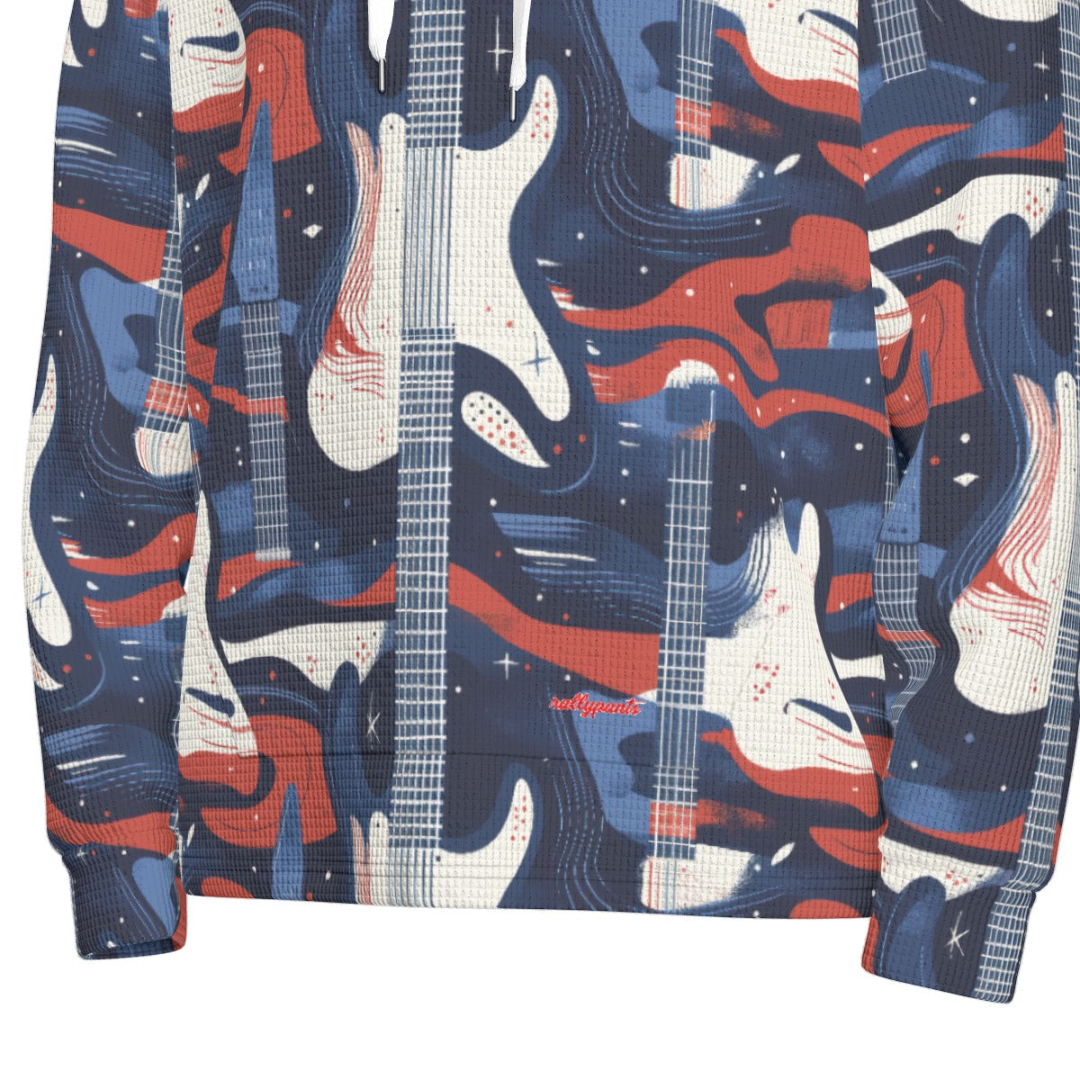 men’s thermal waffle half button pullover hoodie - tennessee navy/blue/red/white image 5