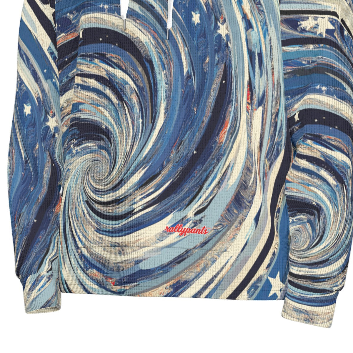 men’s thermal waffle half button pullover hoodie - orlando blue/black/silver image 1