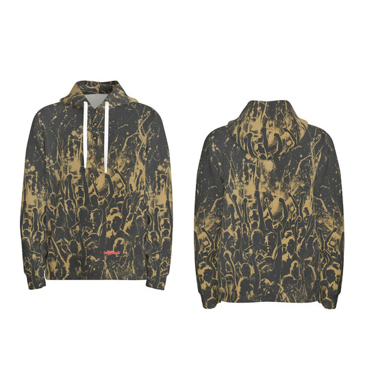 men’s thermal waffle half button pullover hoodie - los angeles black/gold club image 0