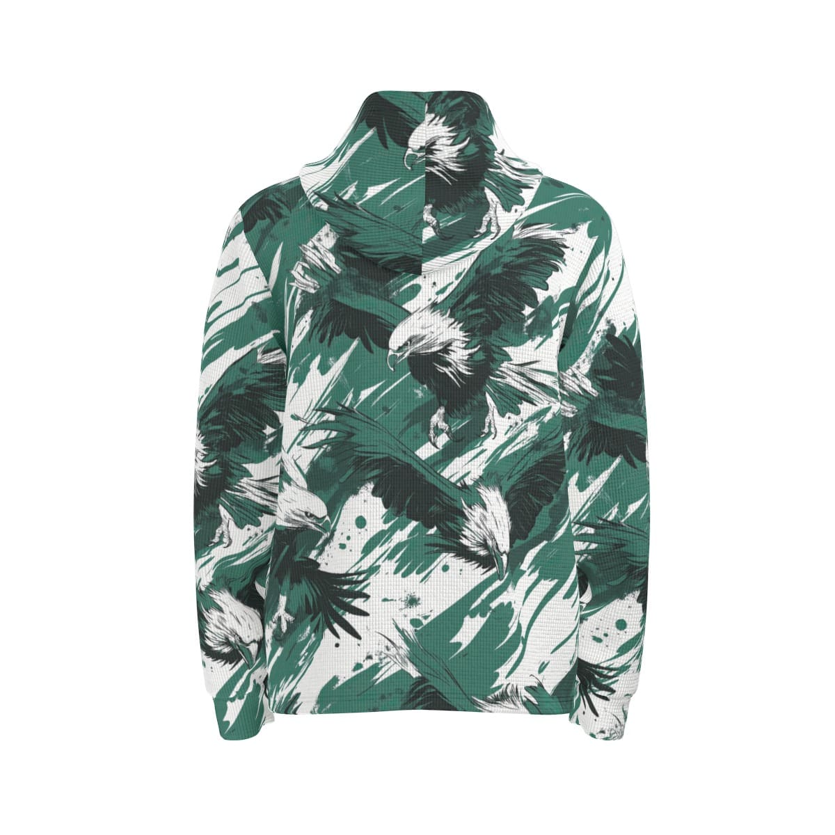 men’s thermal waffle half button pullover hoodie - philadelphia midnight/green/white image 4