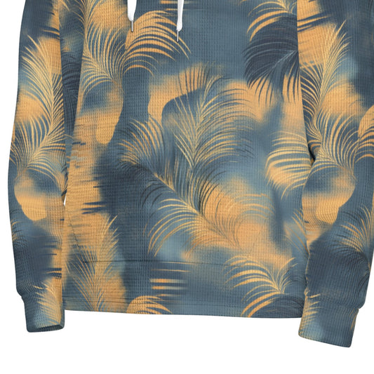 men’s thermal waffle half button pullover hoodie - golden tide coastal teal/golden haze/indigo ink image 0