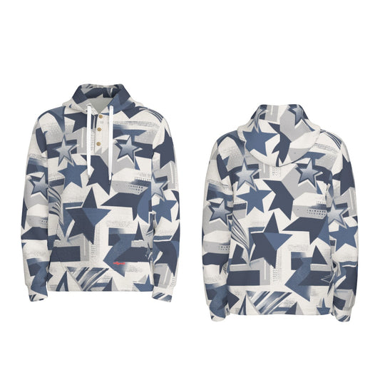 men’s thermal waffle half button pullover hoodie - dallas blue/white image 0