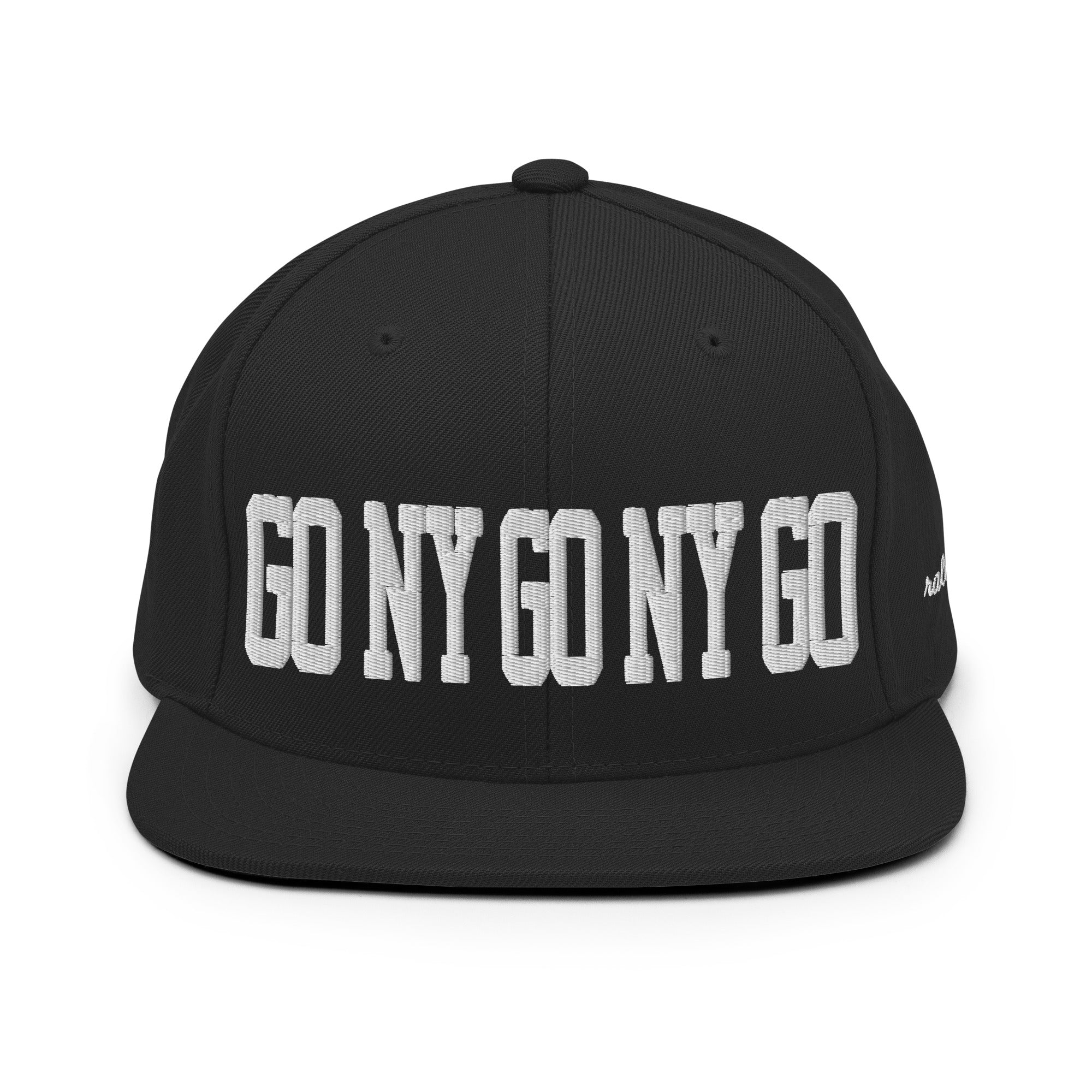 GO NY GO NY GO snapback hat front view in black