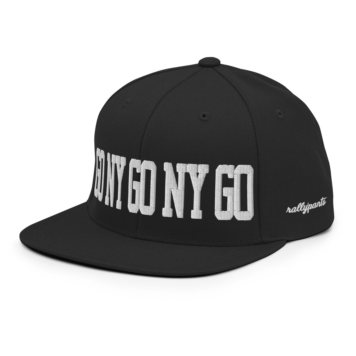 GO NY GO NY GO snapback hat left front angle in black