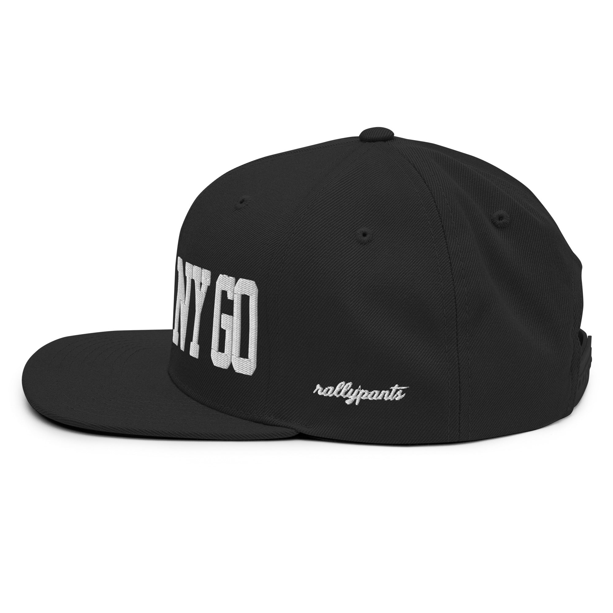 GO NY GO NY GO snapback hat left side profile in black