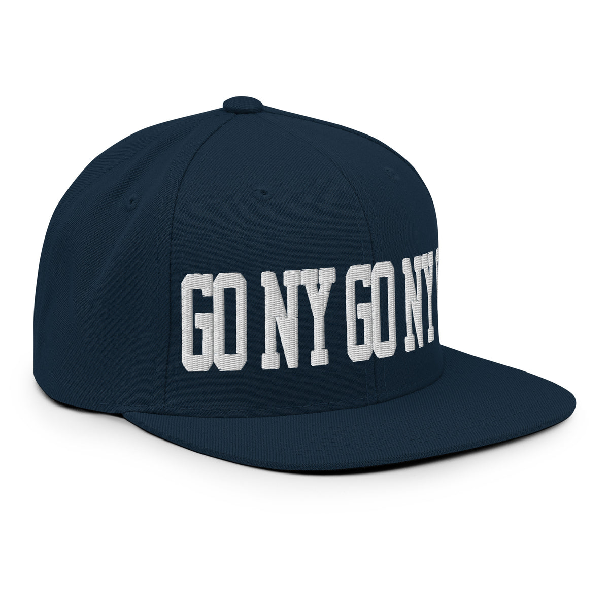 GO NY GO NY GO snapback hat right front angle in dark navy