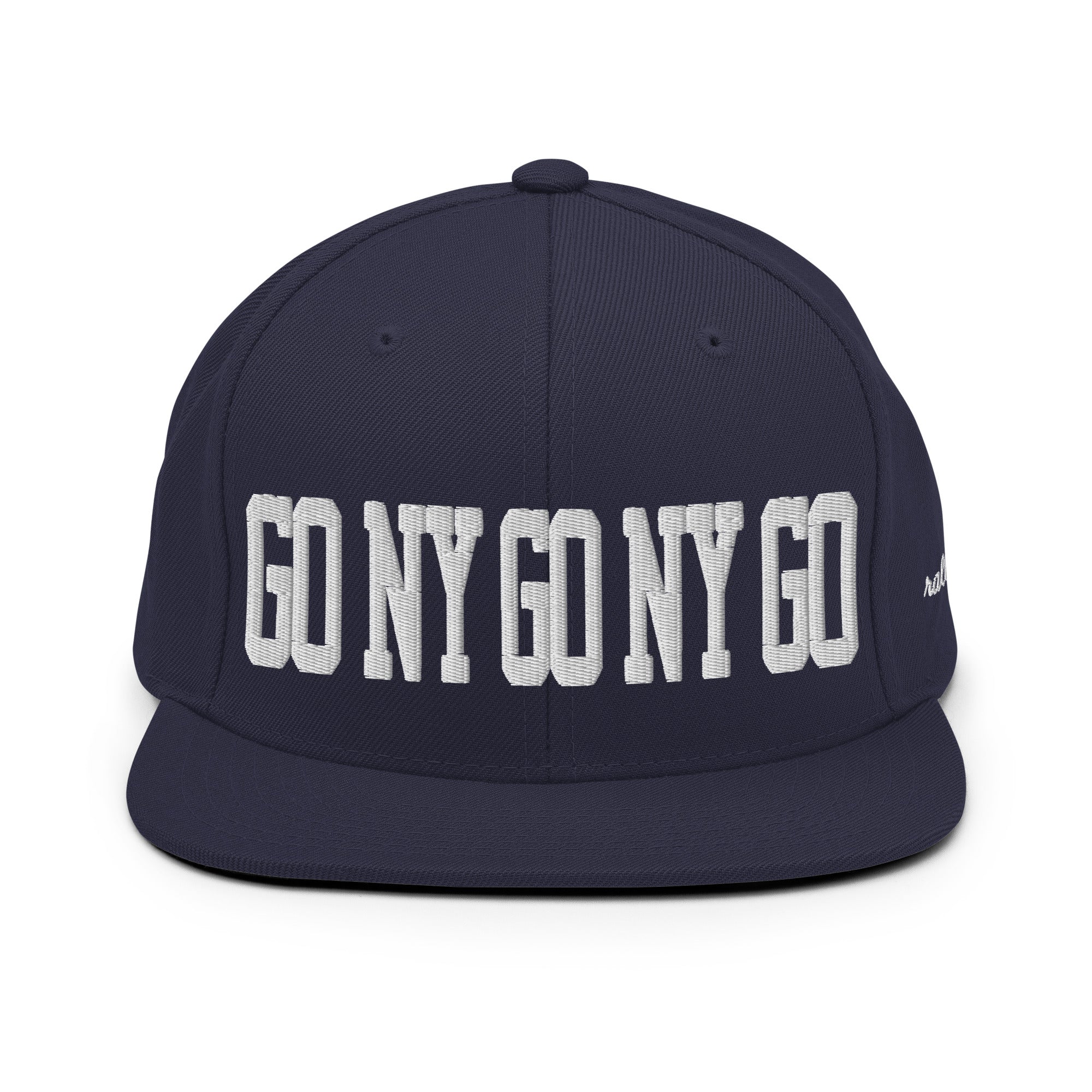 GO NY GO NY GO snapback hat front view in navy