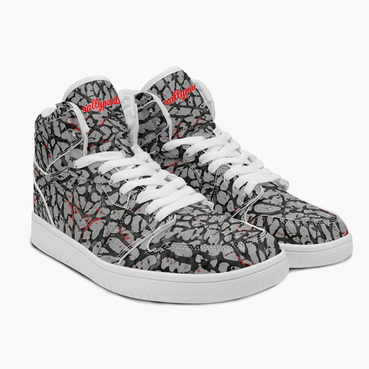 Court Fly High elephant grey, charcoal black, and red high-top sneaker product image