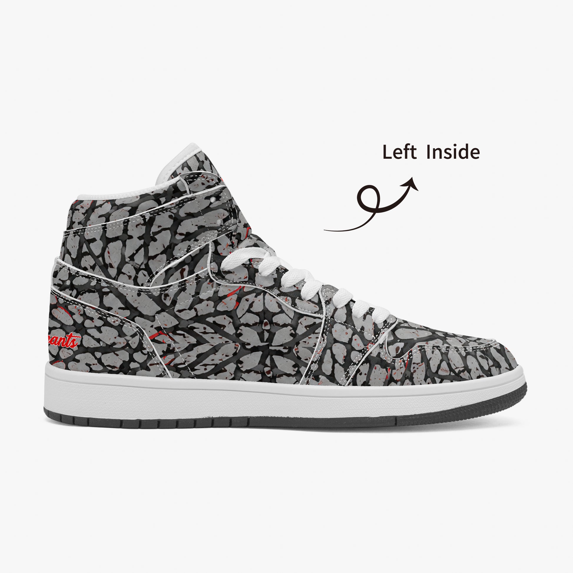 Court Fly High elephant grey, charcoal black, and red high-top sneaker product image