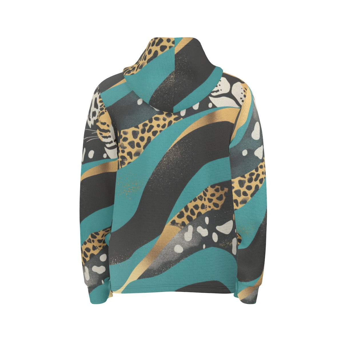 men’s thermal waffle half button pullover hoodie - jacksonville teal/black/gold image 5