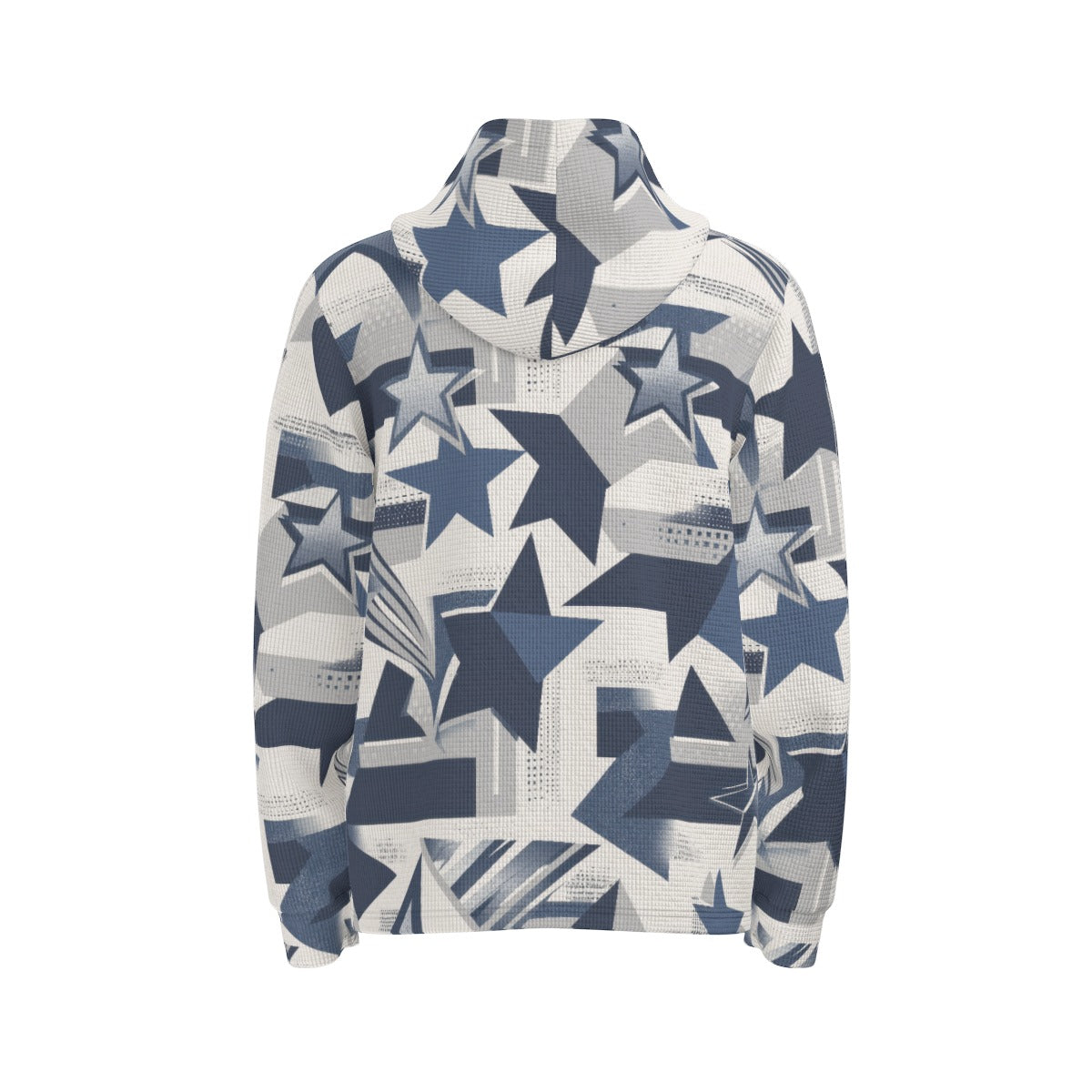 men’s thermal waffle half button pullover hoodie - dallas blue/white image 4