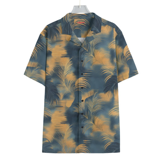 men's hawaiian shirt - golden tide coastal teal/golden haze/indigo ink image 0