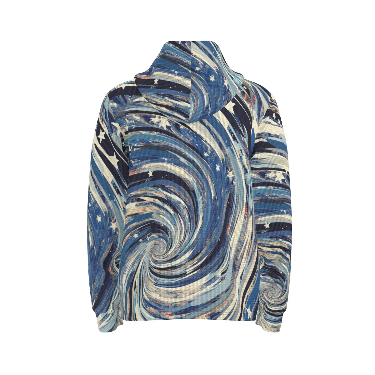 men’s thermal waffle half button pullover hoodie - orlando blue/black/silver image 3