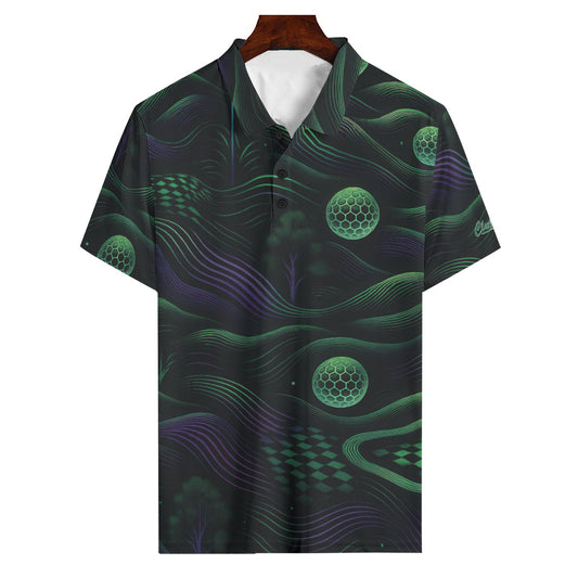 Clubbin Galactic Men’s Golf Polo – Cosmic Greens image 0