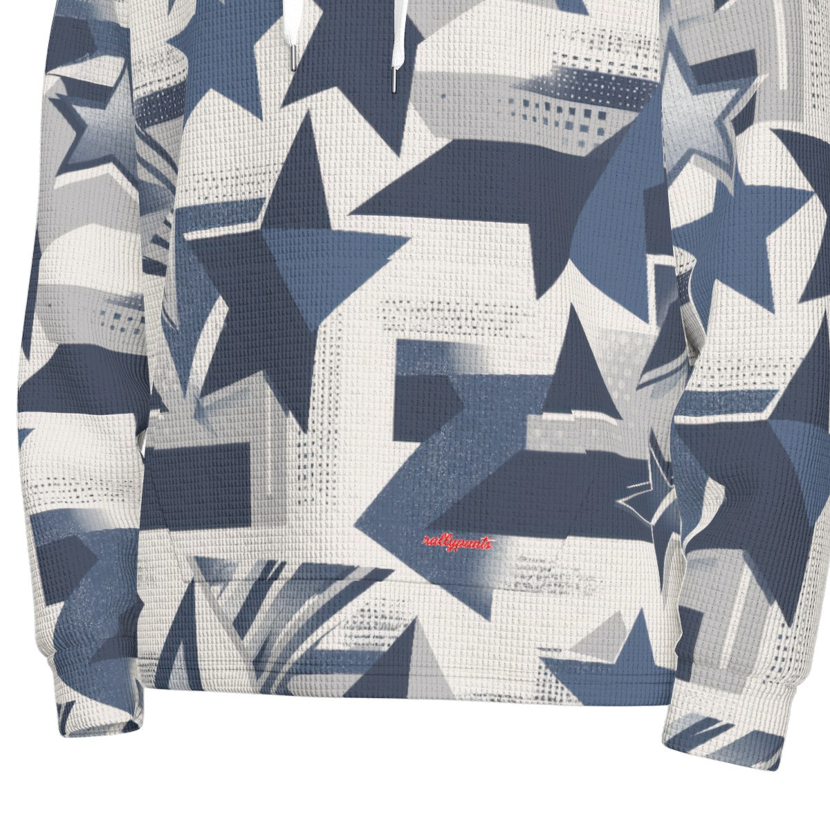 men’s thermal waffle half button pullover hoodie - dallas blue/white image 6